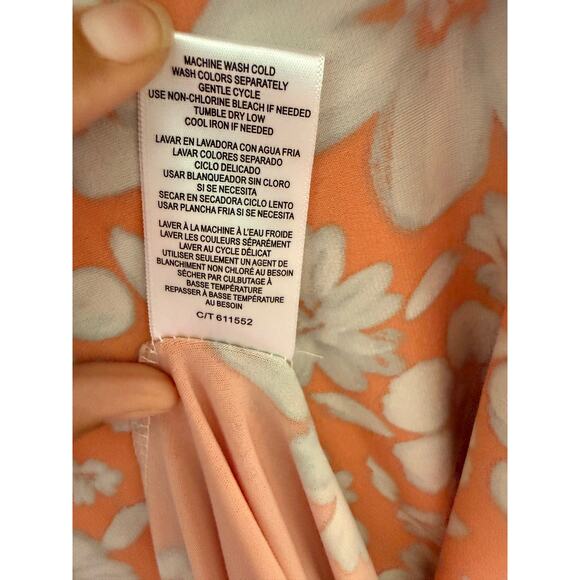 NWT Danny and Nicole Peach Ivory Floral Midi Dress w/ Jacket Women's Size Large - Picture 6 of 6